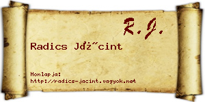Radics Jácint névjegykártya